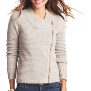 LOFT Asymmetrical Zip Sweater | Tan Cream